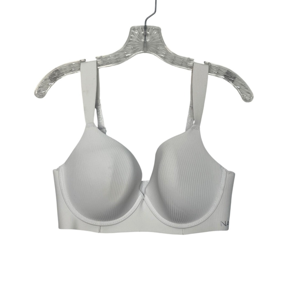 Nautica Underwire Bra Women 38C White Ribbed Padded Adjustable Strap Classic